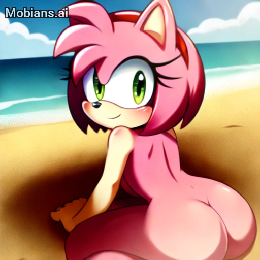 1girl ai_generated amy_rose anthro ass big_ass dat_ass أنثى فروي عيون خضراء قنفذ mobian_(species) mobians.ai عارية pink_hair سيجا Sideboob منفرد sonic_the_hedgehog_(series) tagme