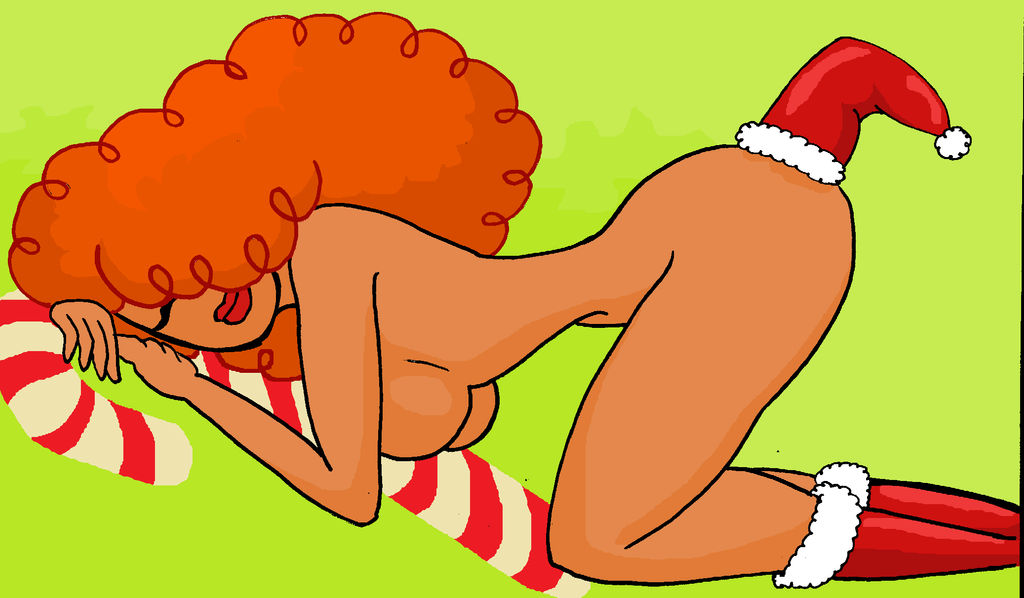 1girl 1girl 2015 الثديين Candy_cane Cartoon_network عيد الميلاد عيون مغلقة_فم_مؤخرة duckymomoisme أنثى_فقط أخضر_خلفية ابتسامة أحمر شفاه عاري برتقالي_شعر powerpuff_girls red_legwear red_lipstick santa_hat sara_bellum ابتسامة مبتسمة_at_viewer tagme vulva