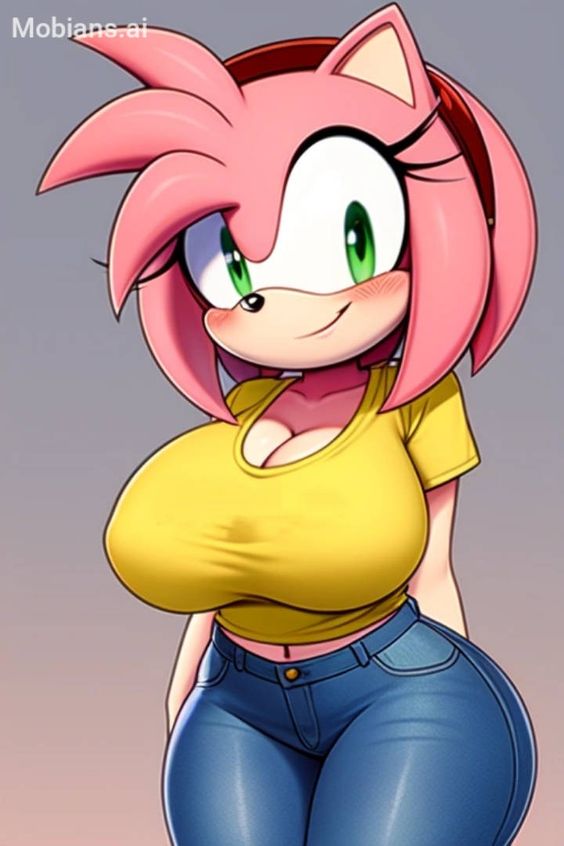 1girl ai_generated amy_rose anthro anthro_only big_ass big_breasts breasts breasts Female_only gradient_background green_eyes green_eyes mobians.ai sega simple_background sonic_the_hedgehog_(سلسلة)