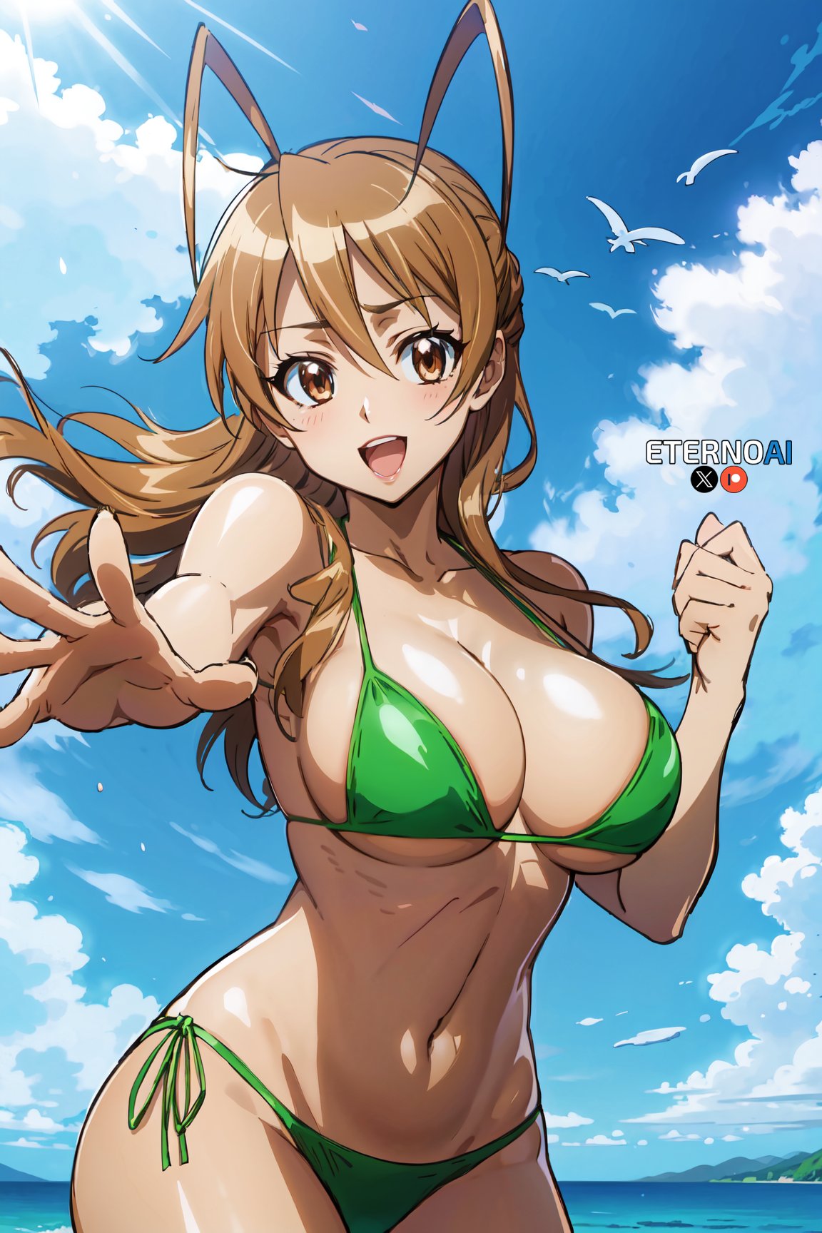 1girl 1girl 1girl ai_generated bare_arms bare_legs bare_shoulders bare_thighs beach big_breasts big_breasts bikini bikini_bottom bikini_top blush brown_eyes brown_hair color eternoai Eye_brown Female_focus Female_only High_res Highschool_of_the_dead light-skinned_female light_skin long_hair look_at_viewer open_mouth rei_miyamoto Solo_female swim بدلة السباحة tagme سميكة الفخذين