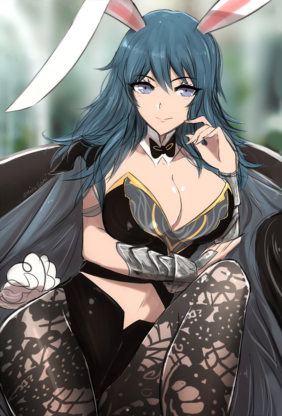 1فتاة مغرية كبيرة الثديين زرقاء العينين أرنب_زي byleth_(fire_emblem) byleth_(fire_emblem)_(أنثى) انقسام fire_emblem_heroes fire_emblem_warriors طماق نينتندو أوميزا_سومي_تيل_هير