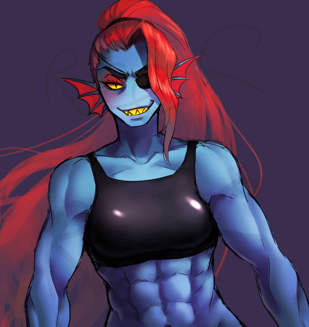 1girl 2010s 2016 2d 2d_(عمل فني) abs anthro anthro_only black_tank_top blue_body blue_skin breasts deviantart digital_media_(artwork) الأذن_زعانف العين_رقعة العين أنثى_أنثرو أنثى_فقط السمكة السمكة فتاة مبتسمة الشعر الطويل_الشعر الطويل_النظر_في_المنظر_البحرية_الوحش_الوحش_فتاة عضلية عضلية_أنثرو غير ثديية_ثديين مهر الذيل أحمر_الشعر الشعاب المرجانية1600 أسنان حادة بسيطة_الخلفية شق_التلاميذ ابتسامة متكلفة ابتسامات_في_المشاهد_لون_صلب_الخلفية Solo_anthro Solo_female Tank_top Undertale Undertale_(سلسلة) الجزء العلوي من الجسم فيديو_لعبة_شخصية ألعاب فيديو_أصفر_صلبة_أصفر_أسنان