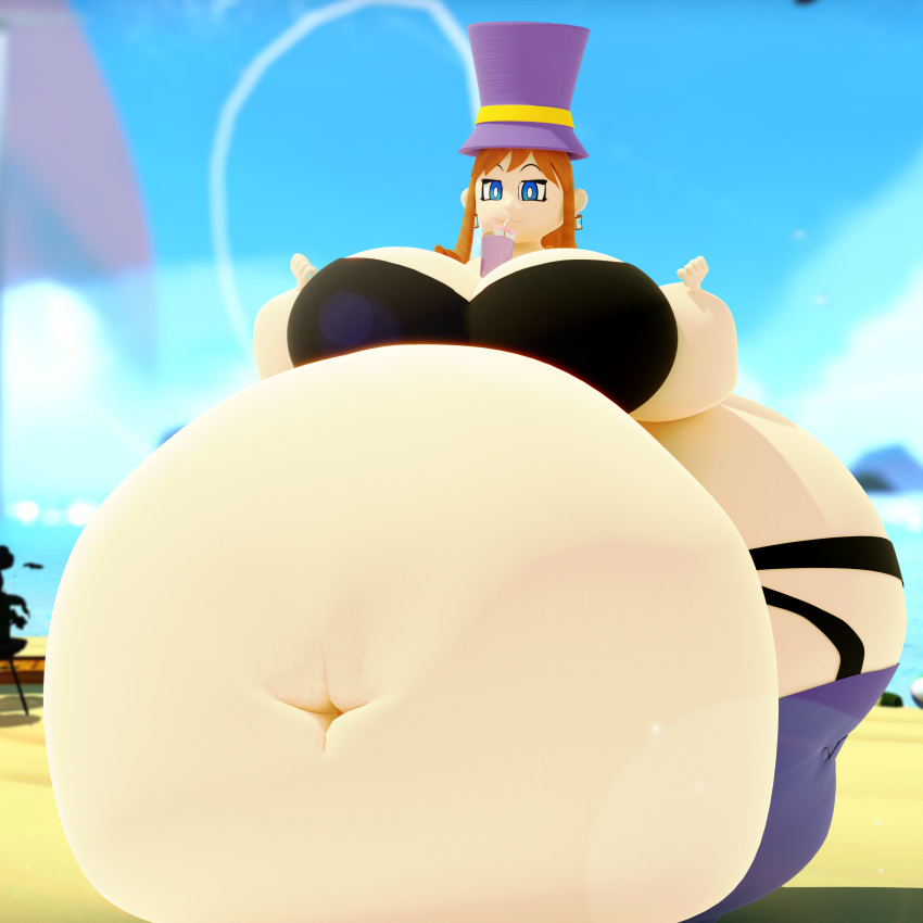 1girl a_hat_in_time bbw الشاطئ big_breasts بيكيني boba_tea_challenge الثديين شرب hat_kid ضخمة_ass ضخمة_بطن ضخمة السمنة ممتلئة سميكة_الفخذين