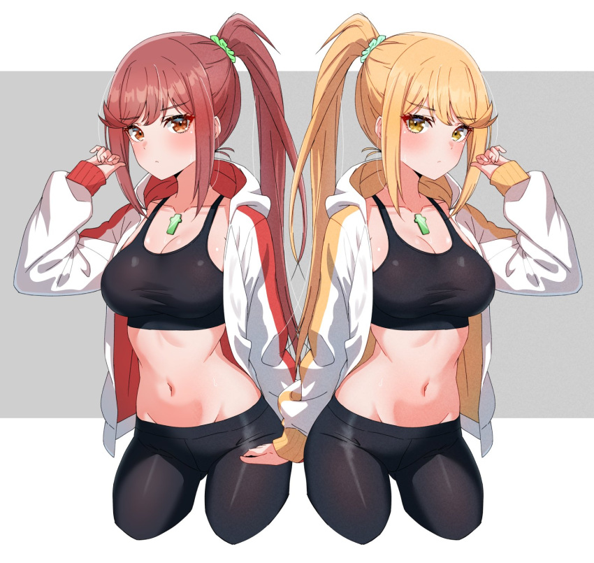 2_الفتيات ailf alluring aunt_and_niece big_breasts breasts glimmer_(xenoblade) Gym_pants High_res kamidan multiple_girls mythra nilf nintendo ponytail sports_bra xenoblade_(series) xenoblade_chronicles_2 xenoblade_chronicles_3 xenoblade_chronicles_3:_future_redeemed