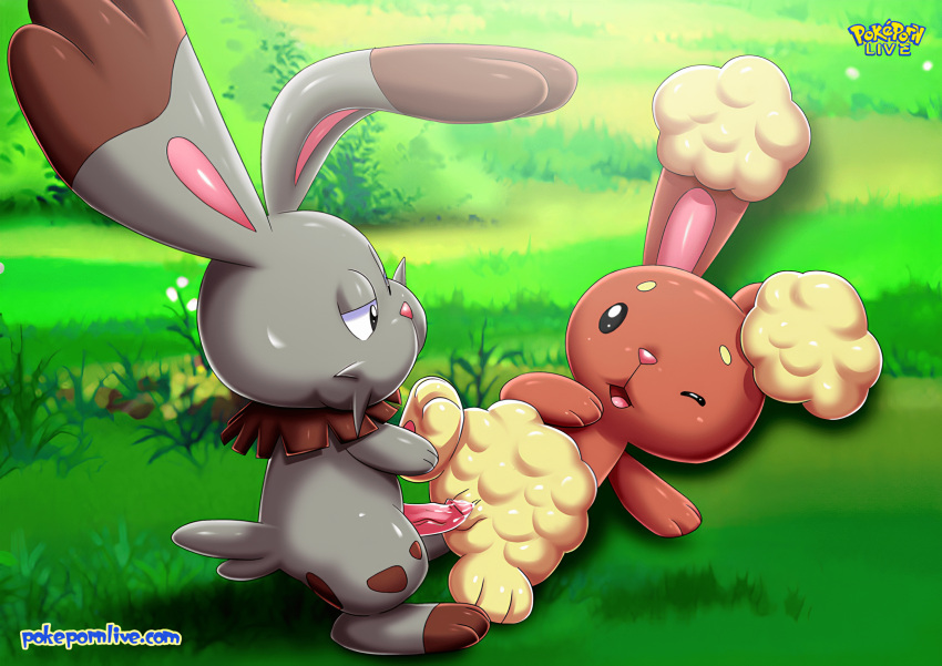 1boy 1girl bbmbbf black_eyes blush brown_fur Bunnelby Creatures_(company) شبل فروي furry_female game_freak grey_fur Leg_grab Leg_lift look_at_another نينتندو on_grass one_eye_ Closed palcomix القضيب pokemon_ (لعبة) pokepornlive الجنس المهبلي Yellow_fur
