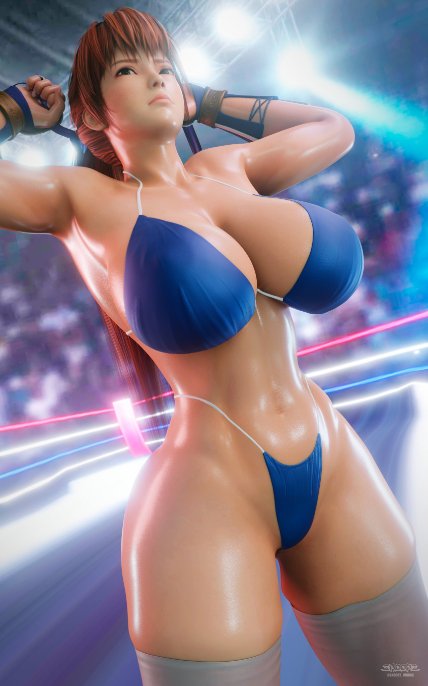 1girl 3d 3d_(عمل فني) مغرية Artist_signature big_breasts big_hips big_thighs bikini blue_bikini blue_swimsuitblred_background brown_eyes dead_or_alive dead_or_alive_2 dead_or_alive_3 dead_or_alive_4 dead_or_alive_5 dead_or_alive_6 dead_or_alive_xtreme dead_or_alive_xtreme_2 dead_ or_alive_xtreme_3 dead_or_alive_xtreme_3_fortune dead_or_alive_xtreme_beach_volleyball dead_or_alive_xtreme_venus_vacation Female_only Fighting_ring hair_accessories handwear High_waisted_thong human human_only kasumi kasumi_(doa) kunoichi Legwear long_hair midriff panties red_hair redhead silf snoopz Solo_ أنثى ملابس السباحة الدائمة جوارب tecmo ثلاثة أرباع_صورة ثلاثة أرباع_عرض مقيد_شعر