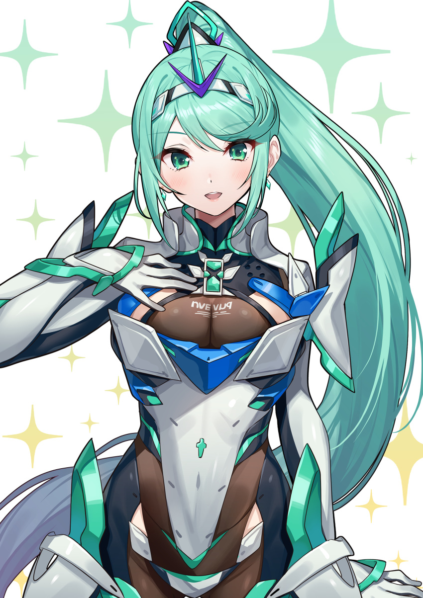 1girl 1girl سخيفة_res مغرية كبيرة الثديين الثديين Chest_jewel green322 green_hair High_res long_hair نينتندو pneuma_(xenoblade) ذيل حصان Very_long_hair xenoblade_(سلسلة) xenoblade_chronicles_2