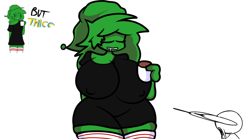 big_ass big_breasts erickverse friday_night_funkin friday_night_funkin_minus_(iagoanims) friday_night_funkin_mod green_body green_hair green_skin minus_erika_(oc) مرجع_صورة النوم thicc سميكة سميكة_الفخذين White_background