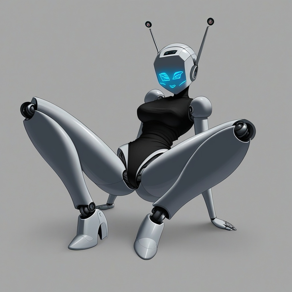 ai_generated هوائي blue_blush blush blush bodysuit الثديين Heel_boots بكعب_أحذية عالية_كعب مفاصل look_at_viewer mecha ميكانيكي ميكانيكي روبوت robot_girl robot_joints screen_face Spread_legs