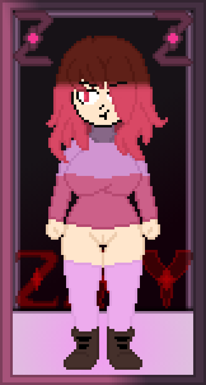 Bete_noire betty_noire big_breasts الأحذية الثديين الثديين بني_شعر glitchtale long_socks وردي_قميص أرجواني_قميص أحمر_عيون حمراء_شعر