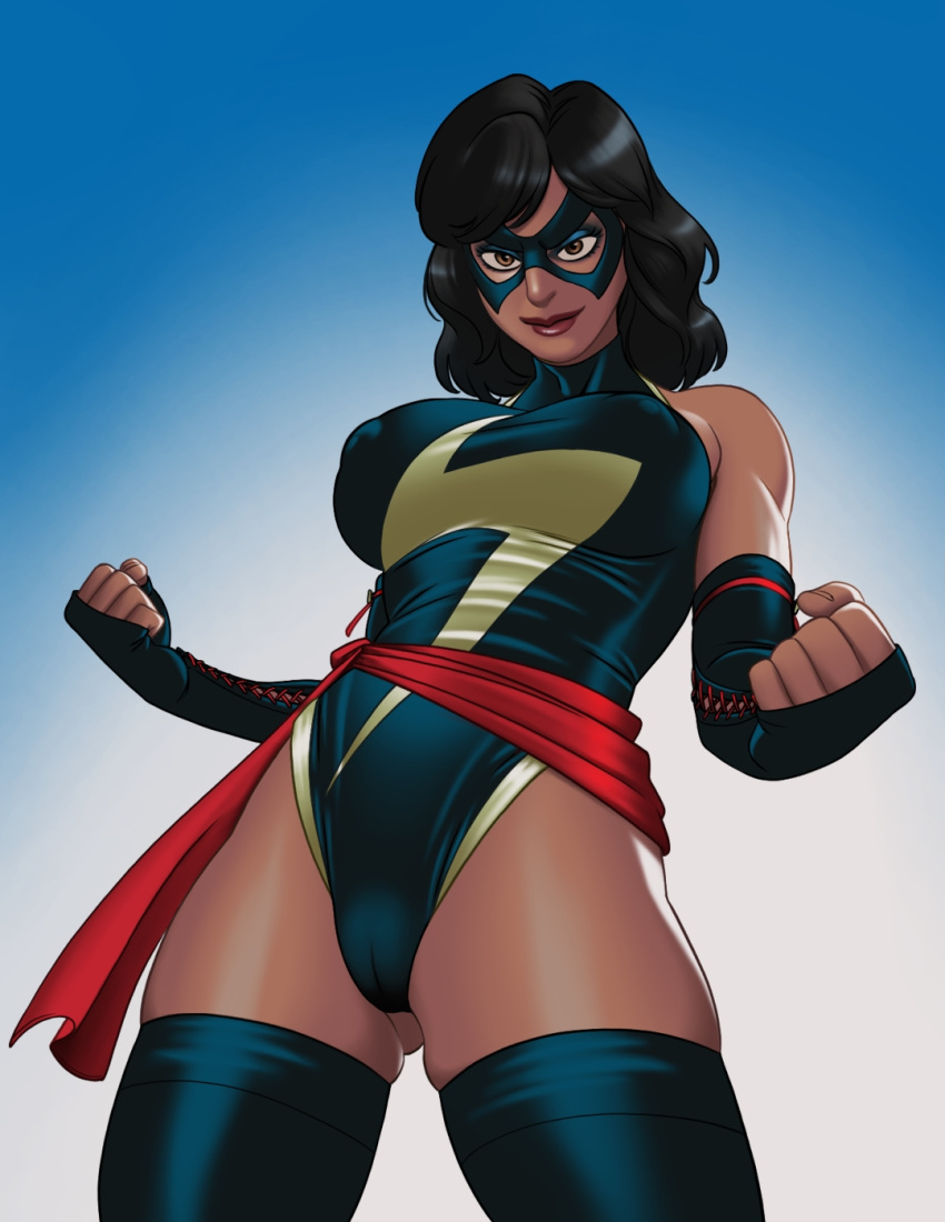 1girl big_breasts bleepideeboop boots brown_body brown_eyes brown_hair brown_skin brown_skinned_female Cameltoe dark-skinned_female Eyemask Eyeshadow Female_only القفازات kamala_khan Marvel_comics Mask Masked_female ms._marvel muslim muslim_female pakistani pakistani_female تشكل وشاحًا قصير_شعر منفرد_أنثى خارقة_زي خارقة فخذين ضيق _ملابس