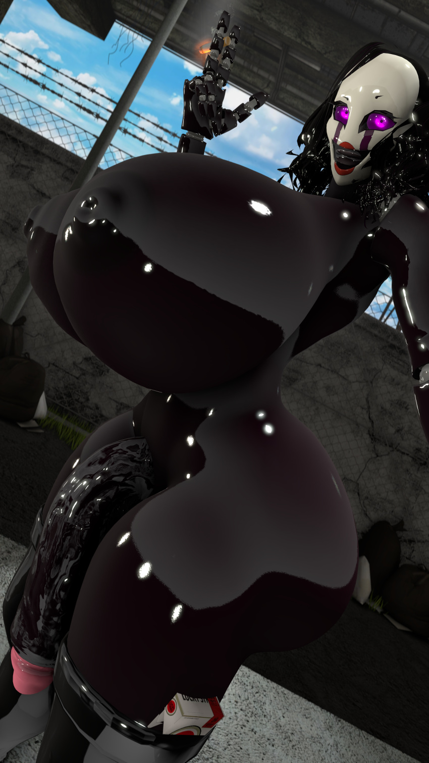 1boy 1futa 3d big_balls سيجارة five_nights_at_freddy's futanari Heeled_boots big_cock Hyper_breasts hypfutalover Looking_at_viewer marionette_(fnaf) nude source_filmmaker tagme