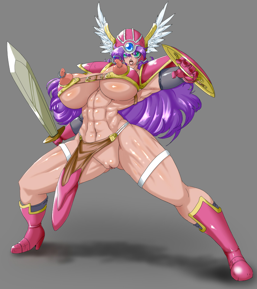 big_breasts big_breasts bikini_armor بيمبو ثديي الملابس dragon_quest dragon_quest_iii قرنية ضخمة الثديين kimchi_bancho جبهة مورو الحلمة_piercing مغرية الجندي_(dq3) tagme