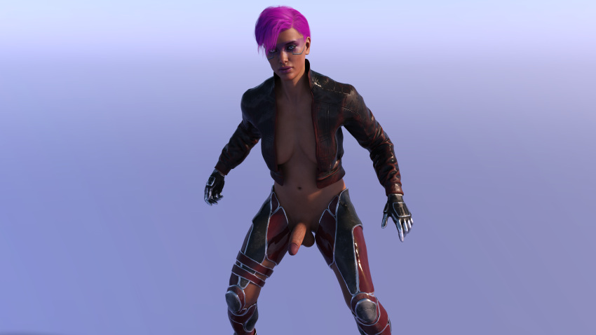 1futa 1girl 3d cyber_eye علم التحكم الآلي cyberpunk dickgirl futa_only futanari القضيب pink_hair simple_background Solo_futa spodvohomg