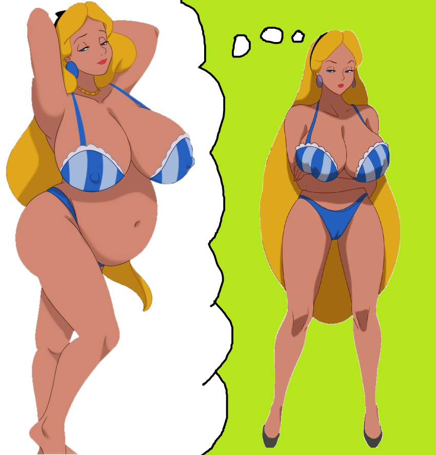 alice_(ديزني) alice_in_wonderland alice_in_wonderland_(1951_film) alice_liddell big_ass big_breasts discreenvision discreenvision big_breasts inusenحامل simple_shading tagme