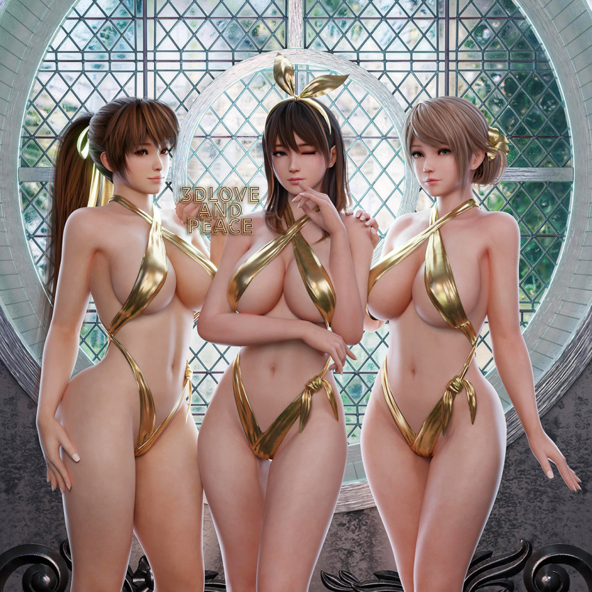 3_girls 3dloveandpeace alluring amy_(doa) auburn_hair bare_legs big_breasts bikini brown_eyes brown_hair cleavage dead_or_alive dead_or_alive_2 dead_or_alive_3 dead_or_alive_4 dead_or_alive_5 dead_or_alive_6 dead_or_alive_xtreme dead_or_alive_xtreme_2 dead_or_alive_xtreme_3 dead_or_alive_xtreme_3_fortune dead_or_alive_xtreme_beach_volleyball dead_or_alive_xtreme_venus_vacation kasumi kasumi_(doa) nanami_(doa) pin_up sling_bikini tecmo