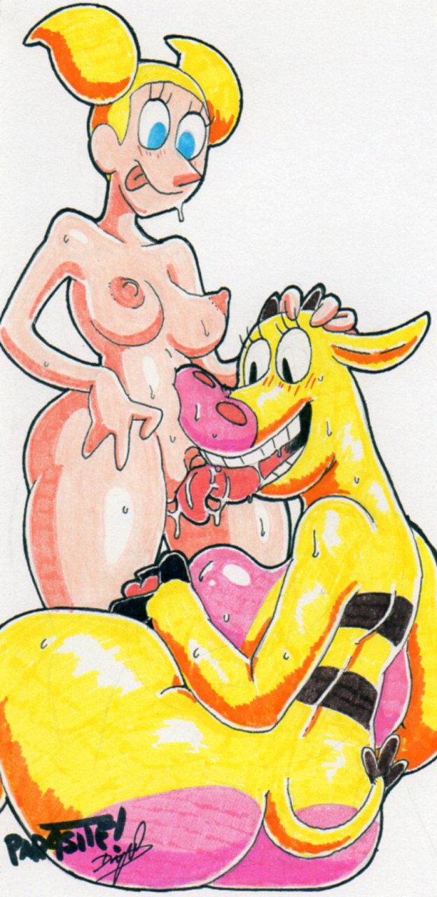 1girl 2019 anthro ass big_ass blush blush_lines bodily_fluids cartoon_network cow_(cow_and_chicken) cow_and_chicken dee_dee dee_dee_(dexter's_laboratory) dexter's_laboratory duo female/female genitals glistening glistening_body hand_on_head high_res human mammal oral parasitedeath pussylicking sex sweat sweatdrop sweaty_genitals teeth tongue tongue_out traditional_media_(artwork) vaginal_penetration