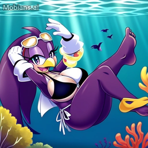 1girl ai_generated anthro avian barefoot big_breasts bikini bird black_bikini_top breasts cartoolover cleavage feet female freediving huge_breasts looking_at_viewer mobians.ai multicolored_bikini multicolored_swimsuit ocean sea sega side-tie_bikini solo sonic_(series) sonic_the_hedgehog_(series) swallow_(bird) swimming swimsuit tagme underwater water wave_the_swallow white_bikini_bottom