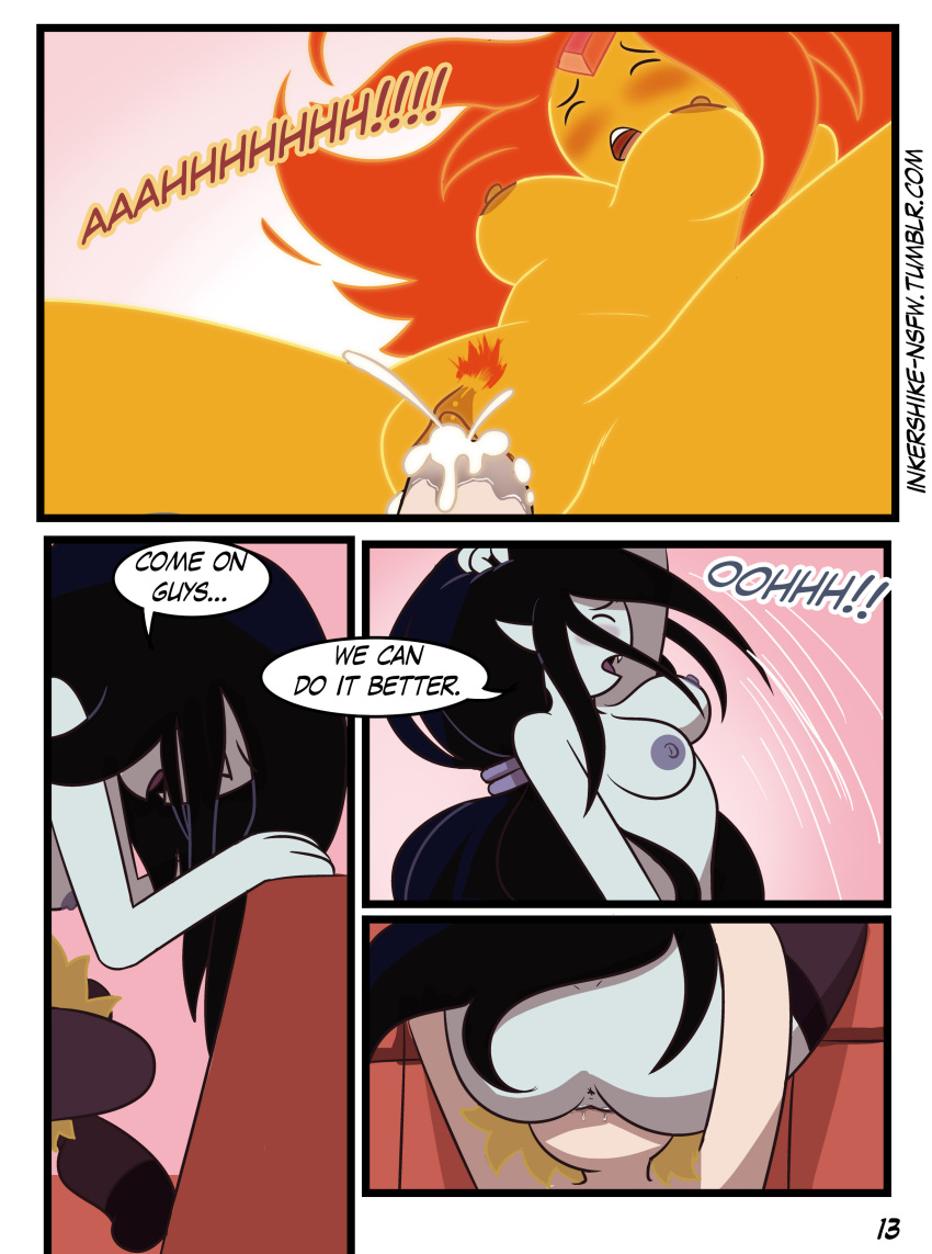 1boy 2_girls adventure_time age_difference anus haylose ass big_breasts black_hair blush bouncing_breasts breasts cartoon_network comic cum cum_in_pussy cum_inside drpizzaboi1 english_text finn_the_human flame_princess grey_skin inkershike licking_penis long_hair marceline mature_female mature_woman mob_face nipples nude nude_female older_female orange_hair_skin page_13 pale_skin penis pleasure_face pussy pussy pussy pussylicking reverse_spitroast sex sitting_on_face stockings straight_hair text threesome vaginal_penetration vaginal_sex vampire younger_female younger_female