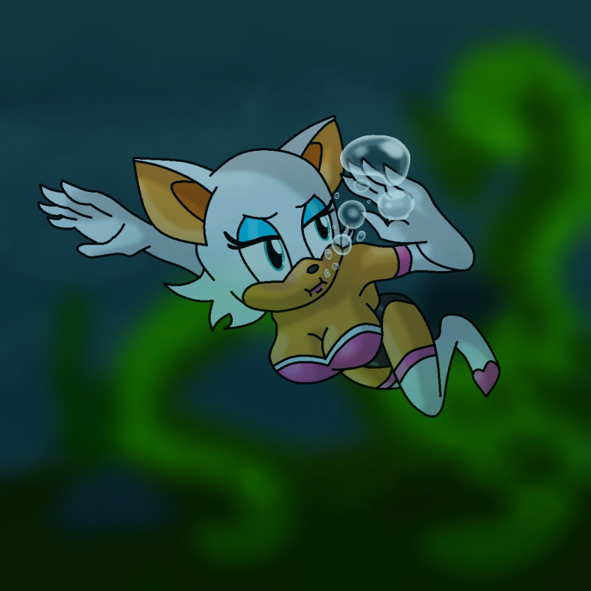 1girl air_bubbles alternative_version_available anthro bat boots breasts bubbles cleavage sugar_crowley female freediving fury Gloves holding_breath ocean one-piece_swimsuit rouge_the_bat sea sega solo sonic_(series) sonic_the_hedgehog_(series) swimming swimsuit thigh_boots underwater water