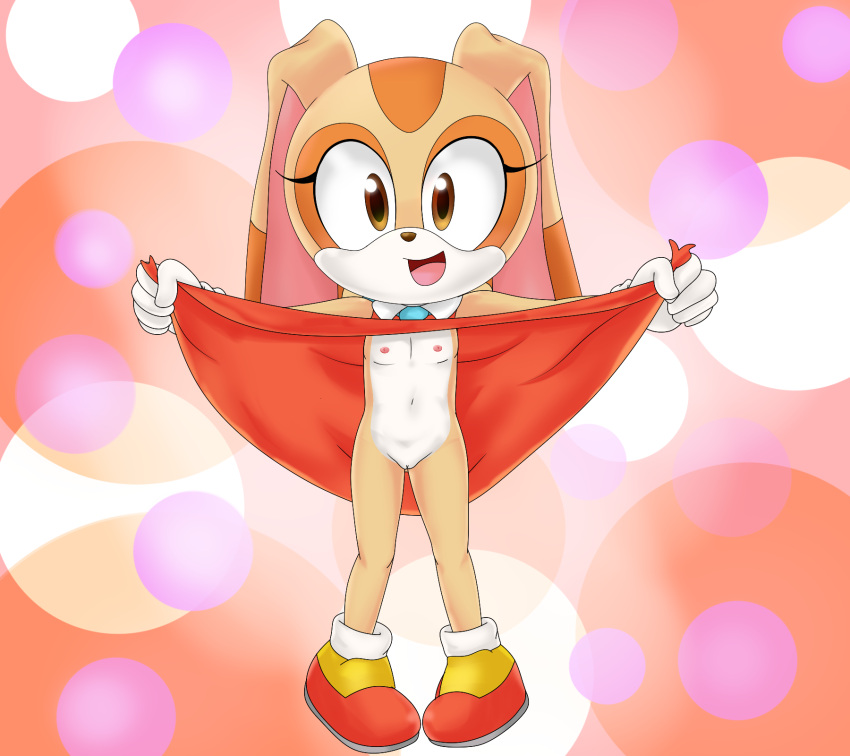 10s 1girl 2018 animal_ears anthro bare_legs bare_shoulders brown_eyes cleft_of_venus clothes_lift cream_the_rabbit cub dress dress_lift eyelashes female flashing full_body furry furry_female Gloves high_res raise_by_self long_ears looking_at_viewer mobian_(species) navel nipples no_bra no_panties nude nude_female open_mouth pussy rabbit rabbit_ears rabbit_girl rabbit_humanoid sega shoes simple_background small_breasts smile Socks solo sonic_(series) standing stomach takaneru uncensored white_gloves white_socks young