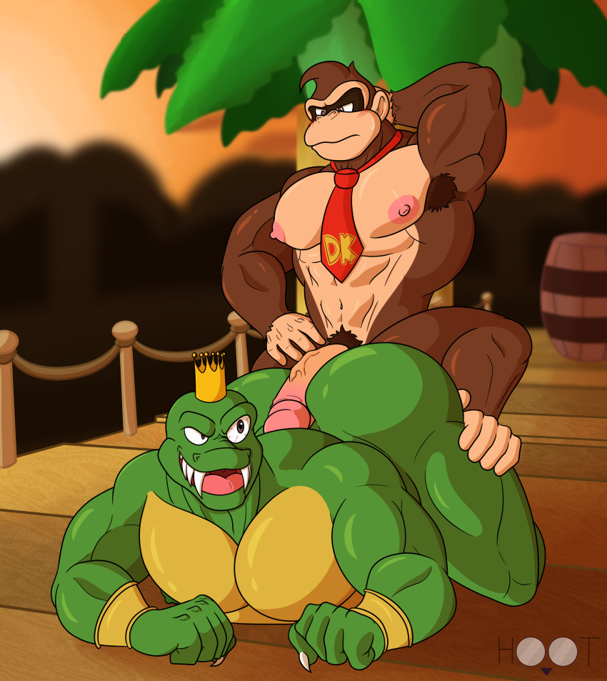 1girl 2boys abs absurd_res anthro ape armpit_hair artist_logo artist_name ass bara beefy stomach big_ass blush body_fur body_hair brown_eyes brown_fur claws crocodile crocodilian crocodylid crown dg254 digital_media_(artwork) donkey_kong donkey_kong_(series) duo erection foreskin foreskin_folds gay_sex genitals gorilla green_skin haplorhine high_res hoot_(owl_logo) hot_dogging humanoid_genitalia humanoid_penis healthy jungle k_rool kremling male male/male male_nipples male_only male_pubic_hair mammal masculine mature_male muscle muscular_anthro muscular_male neck_tie nintendo nude_male open_mouth pecs penis primate reptile retracted_foreskin أسنان حادة مبتسمة أسنان غير مقطوعة قضيب وعائي ألعاب فيديو ياوي