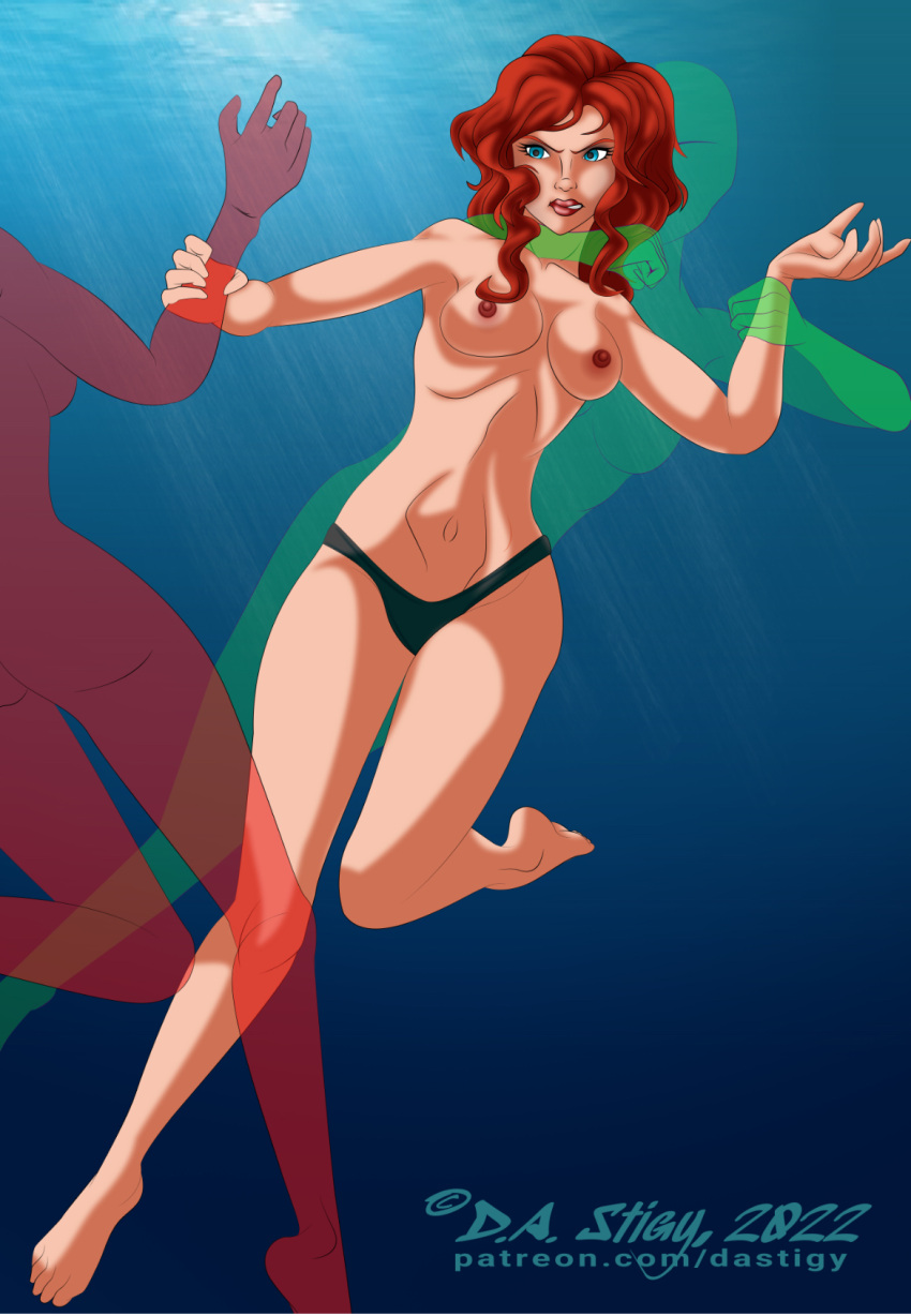 3 فتيات black_widow breasts dastigy أنثى القتال أحمر الشفاه أعجوبة natasha_romanoff تحت الماء