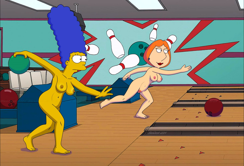 الحمار blackzacek البولينج Bowling_alley الثديين كروس erect_nipples Family_guy lois_griffin marge_simpson عارية شعر العانة كس the_simpsons الفخذين