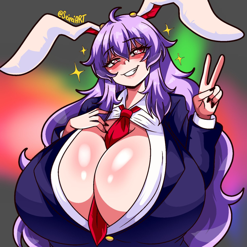 كبير الثديين أرجواني_الشعر reisen_udongein_inaba seireiart touhou