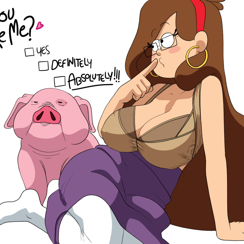 1girl 2d 2d_(عمل فني) 2d_artwork الهالة Artist_request حقيبة الصدرية الثديين brown_hair ديزني disney_xd drpizzaboi1 نظارات الجاذبية_سقوط الشعر inker_comics inkershike long_hair mabel_pines الحلمات tagme waddles