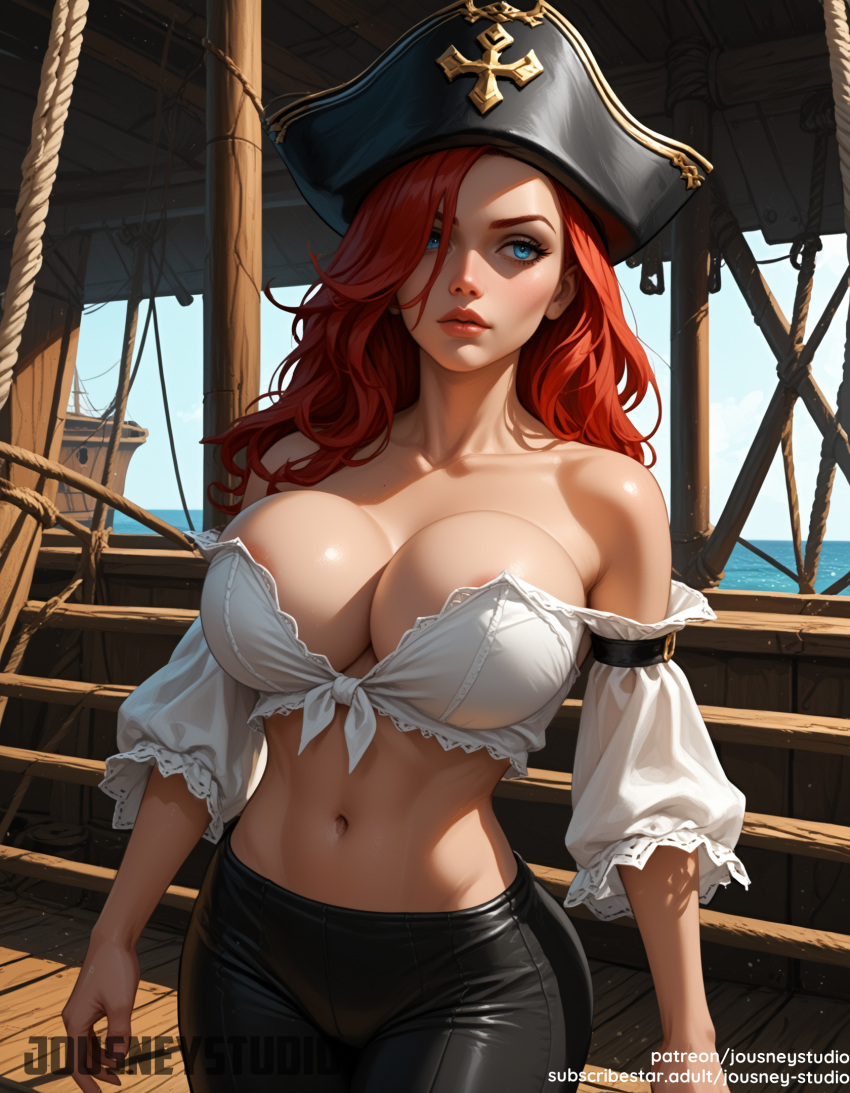 1girl ai_generated الهالة_الغرة العارية_الأكتاف_الكبيرة_الثديين_الرأس_الأسود_السراويل_الزرقاء_العيون الزرقاء_سماء_أحمر الخدود حمالة الصدر الثديين شق الترقوة مغلق_الفم ملابس السحابة المحاصيل_الأعلى يوم منفصل_الأكمام أنثى_فقط الشعر_فوق_عين_واحدة قبعة أغطية الرأس في الداخل مجوهرات شفاه طويلة_شعر طويل_أكمام_تبحث_في_المشاهد تبحث_بعيدًا_إلى_المكياج_الجانبي متوسطة_الثديين، الحجاب الحاجز، الشامة، الحلمات السرة، no_حمالة الصدر، الأنف، المحيط، خارج الكتف، قميص خارج_الكتف، السراويل الخارجية، مفترق_الشفاه، القراصنة، القبعة، الشعر الأحمر، والشفاه الحمراء، حبل، قميص السفينة، ابتسامة السماء، المعدة، ضوء الشمس، الفخذان، ضيق_سراويل داخلية، مائية، شعر مموج، شعر أبيض، قميص نافذة